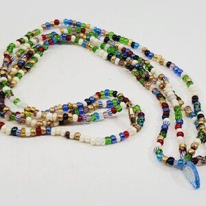 Vintage Colorful Glass Beaded 24" Necklace (329)